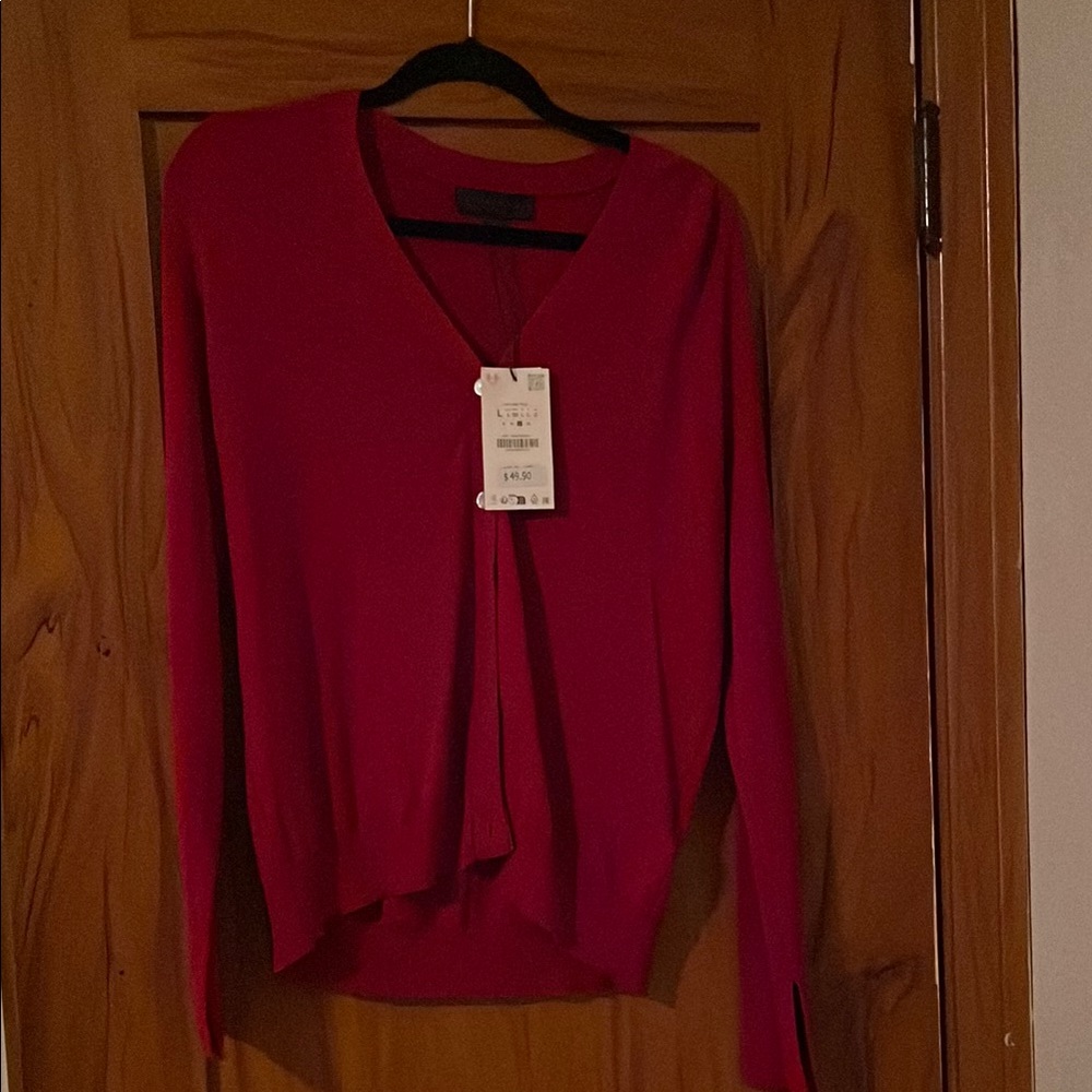 Zara FINE KNIT CARDIGAN
DARK RED V-Neck Sweater